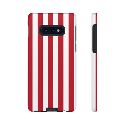 Samsung Galaxy S10E / Glossy Phone Case - Simple Dark Pink & White Stripe Pattern Phone Case