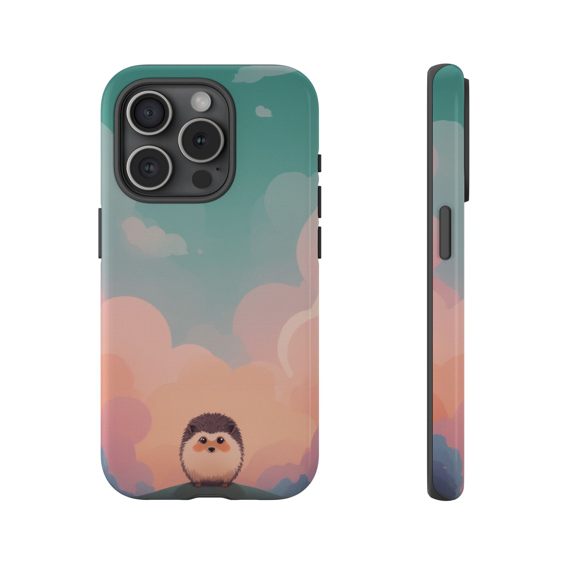 Cute Hedgehog & Cloud Design Phone Case - Multicolor Phone Case - iPhone 15 Pro / Glossy