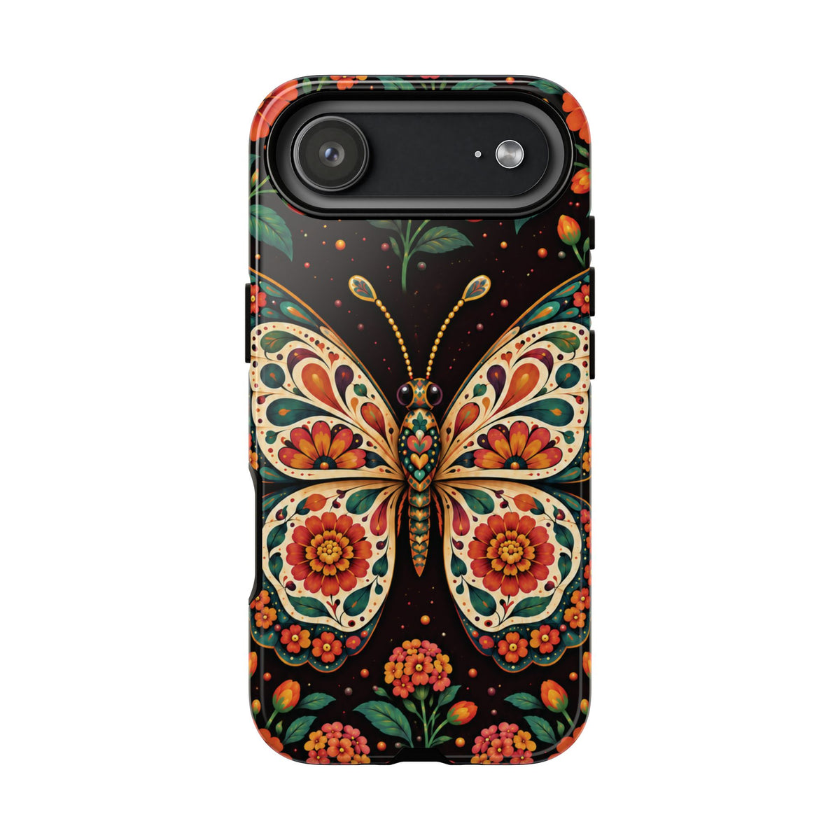 Vibrant Terracotta and Teal Calavera Butterfly Phone Case - Multicolor Phone Case - iPhone 17 Air / Glossy