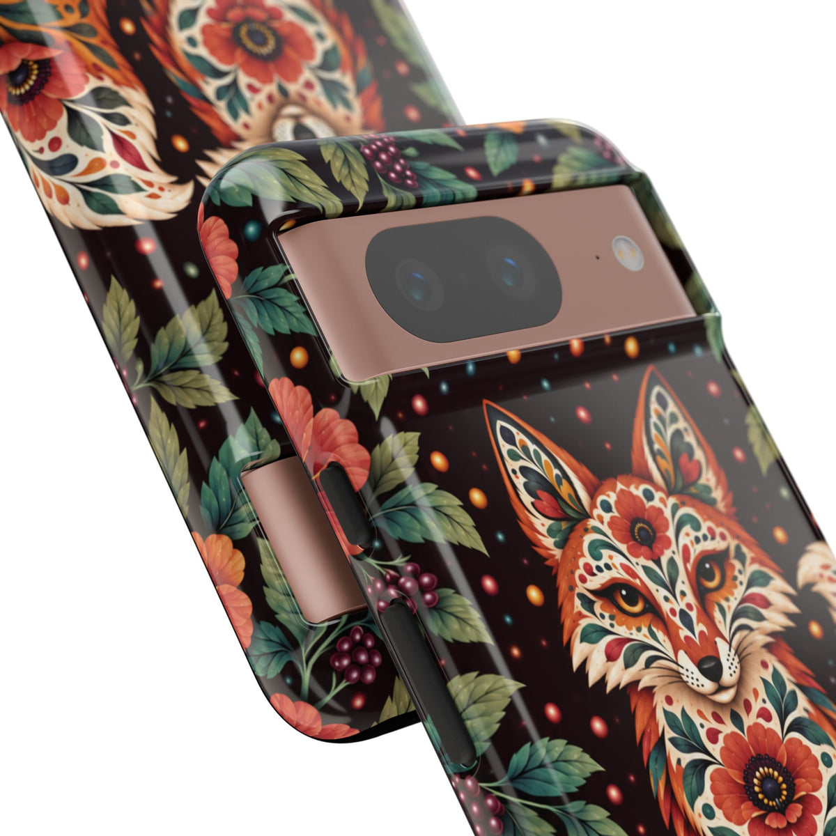 Vibrant Terracotta and Teal Calavera Fox Phone Case - Multicolor Phone Case