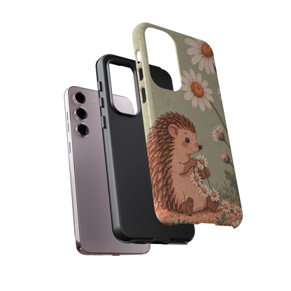 Whimsical Sage Green Hedgehog and Daisy Chain Phone Case - Green Phone Case