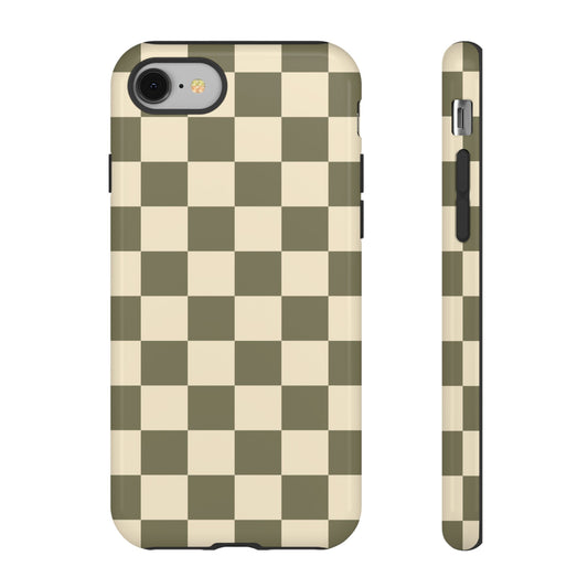 Green Checked Pattern Phone Case - Green Phone Case - iPhone 8 / Glossy