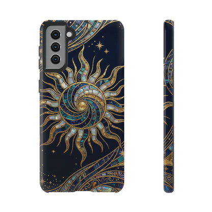 Elegant Navy & Gold Solar Spiral Phone Case