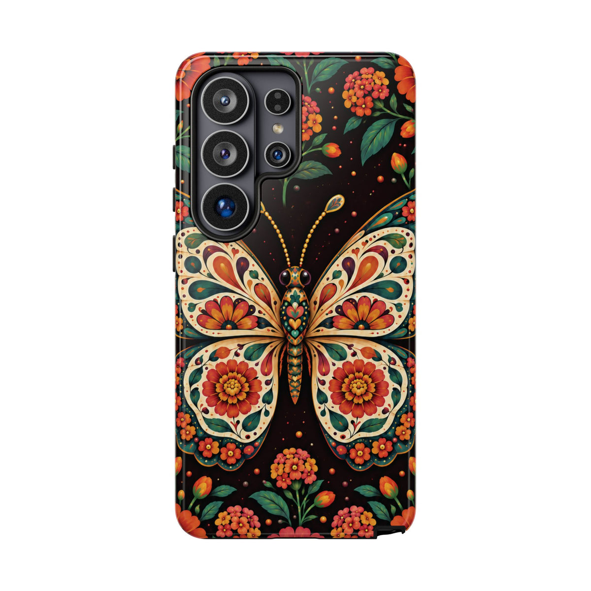 Vibrant Terracotta and Teal Calavera Butterfly Phone Case - Multicolor Phone Case - Samsung Galaxy S26 Ultra / Glossy