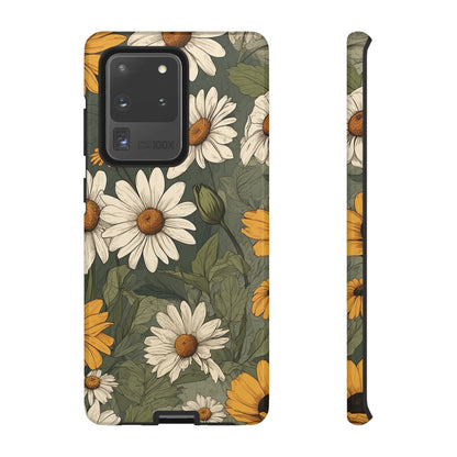 Boho Chic Daisies Floral Pattern "White & Yellow" Phone Case