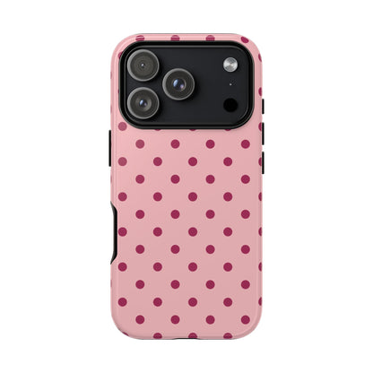 Pink with Red Dot Pattern Phone Case