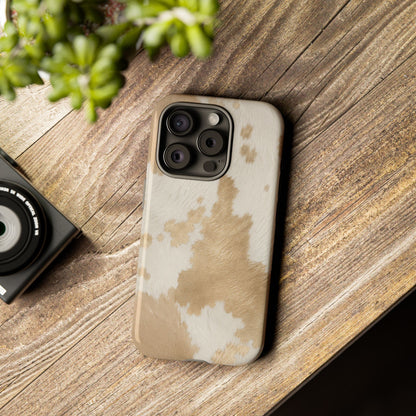 Elegant Champagne Cow Print Phone Case - Beige Phone Case