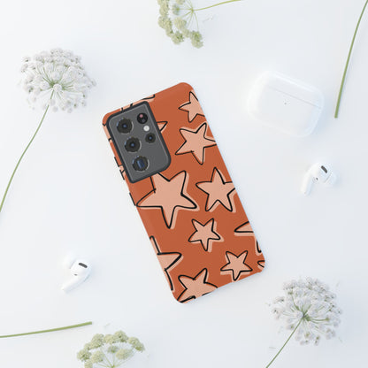 Burnt Orange Doodle Star Phone Case