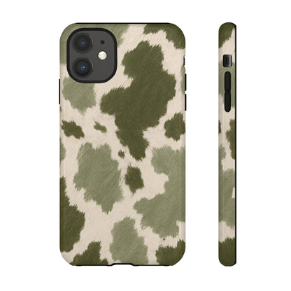 Stylish Olive Green Cow Print Phone Case