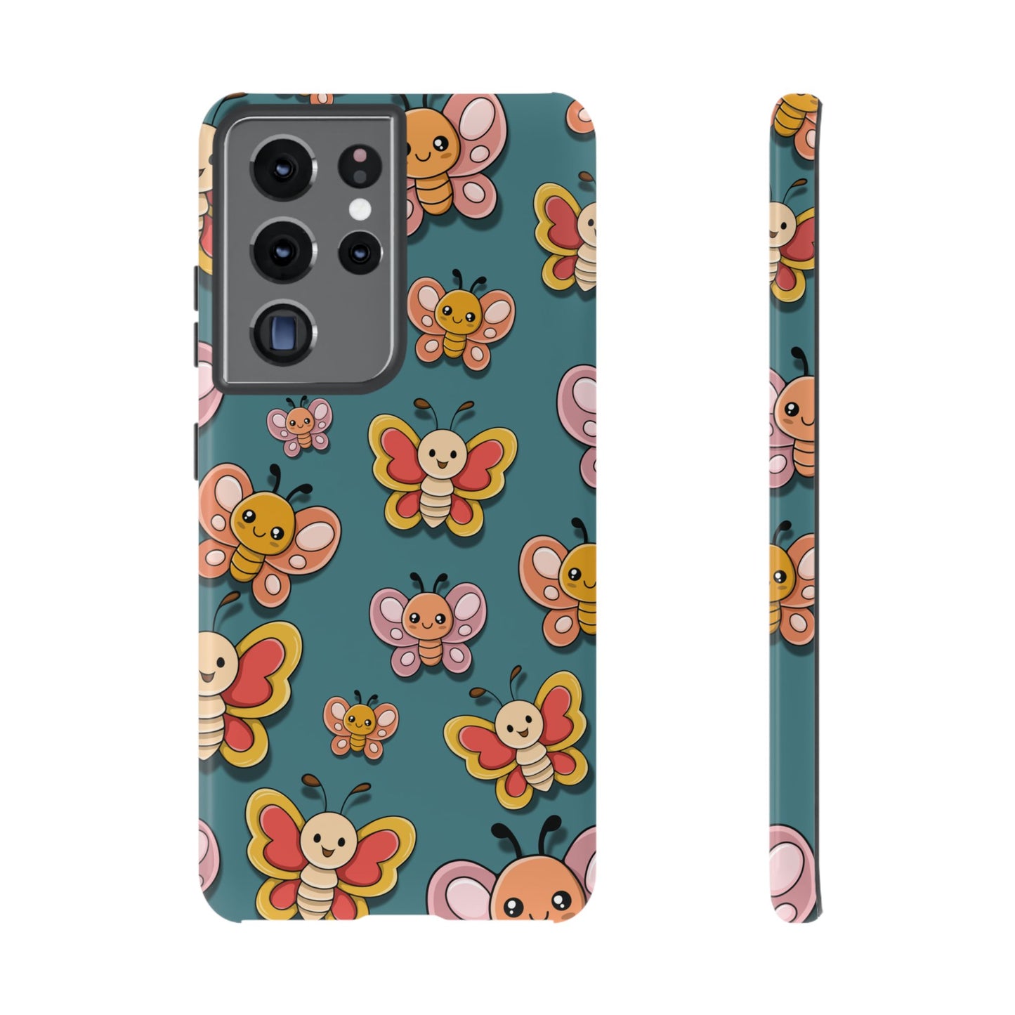 Blue Butterfly Sticker Design Phone Case - Blue Phone Case - Samsung Galaxy S21 Ultra / Glossy