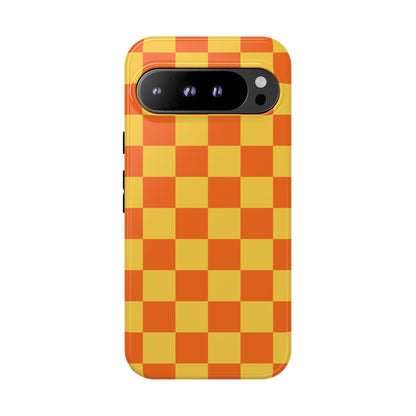 Trendy Orange & Yellow Checked Pattern Phone Case - Orange Phone Case - Google Pixel 9 Pro XL / Glossy