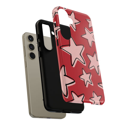Cherry Red Doodle Star Phone Case