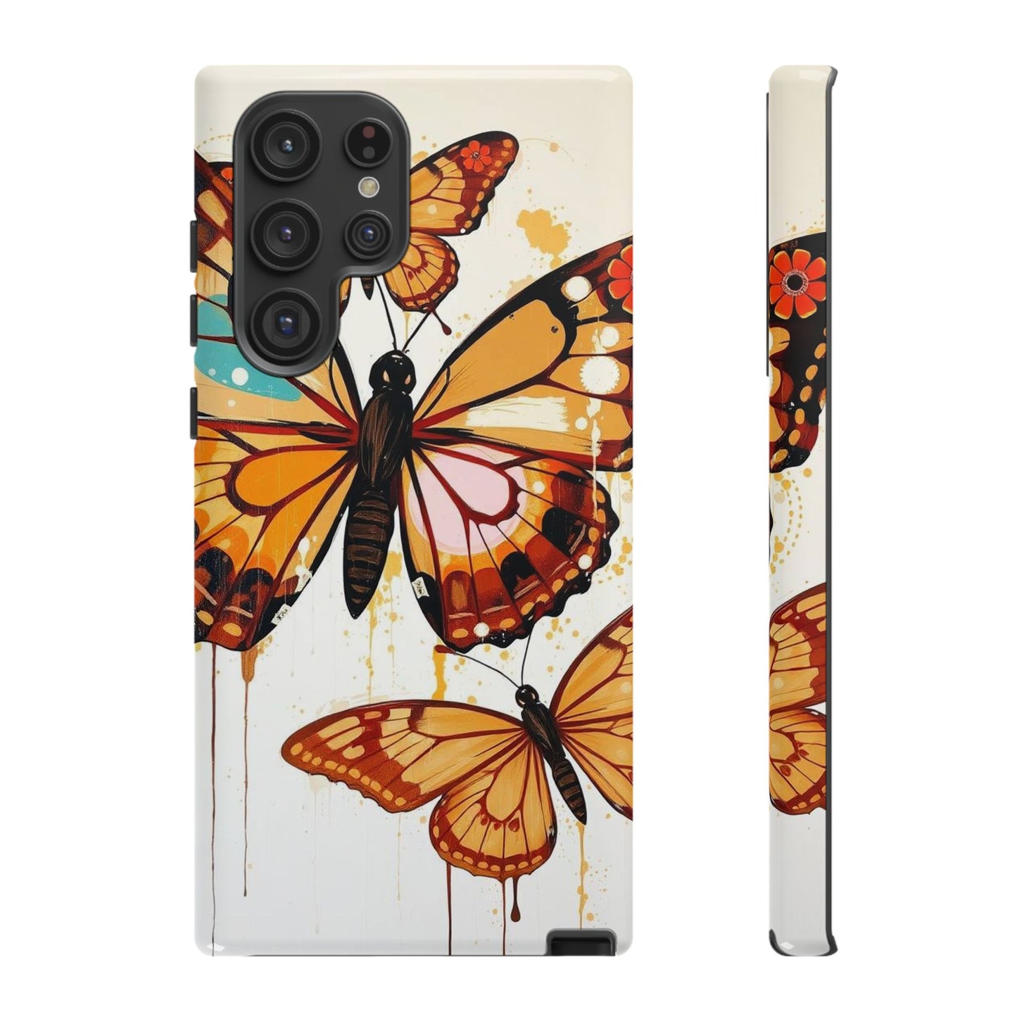 Samsung Galaxy S22 Ultra / Glossy Phone Case - Abstract Butterflies Design Phone Case
