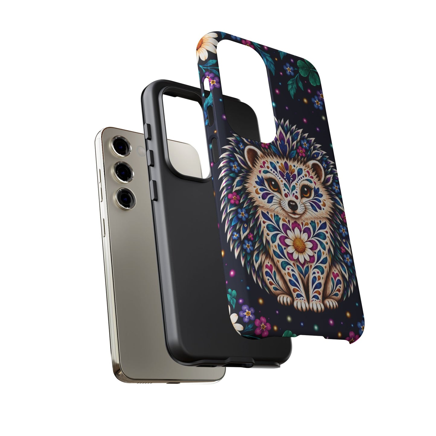 Vibrant Purple and Teal Calavera Hedgehog Phone Case - Multicolor Phone Case