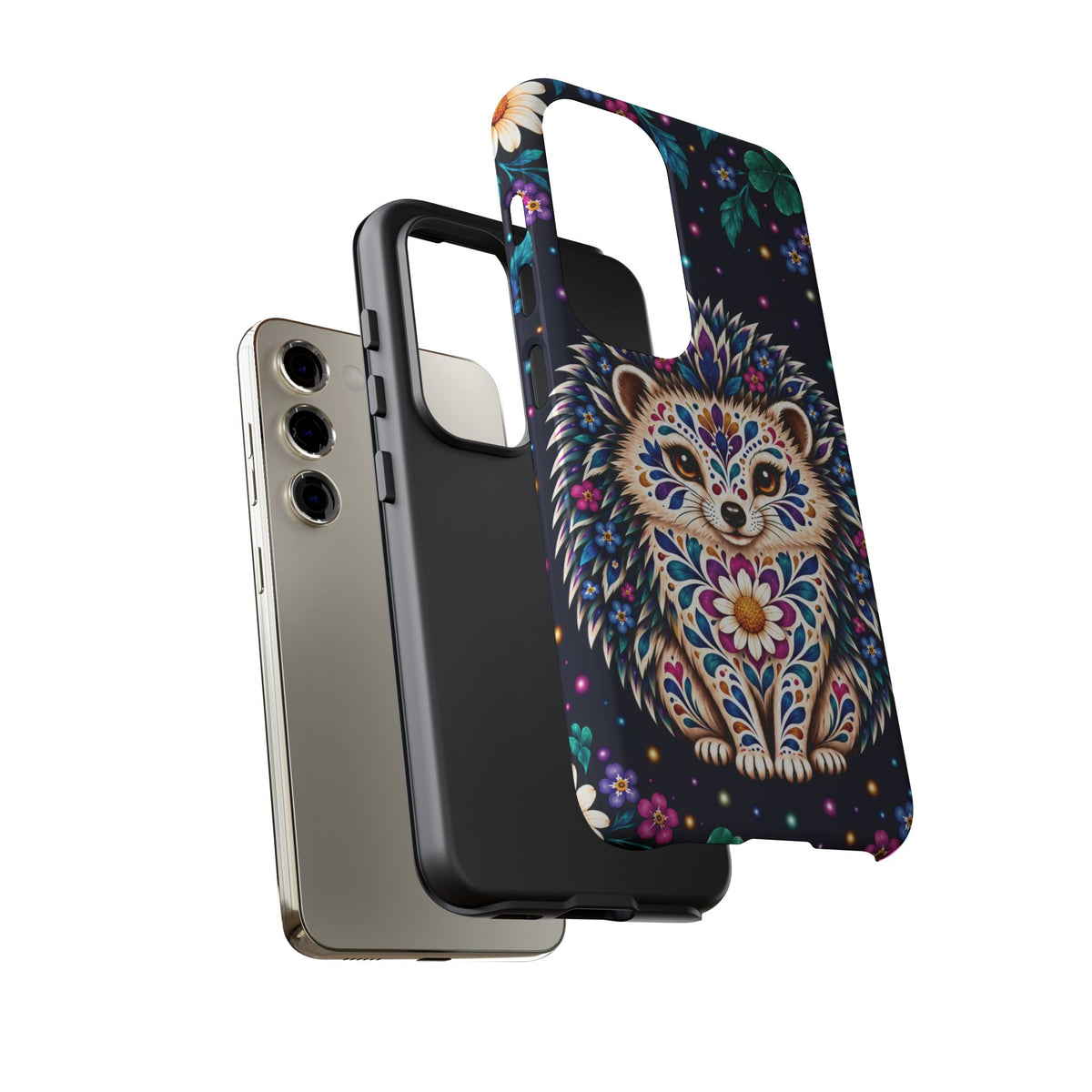 Vibrant Purple and Teal Calavera Hedgehog Phone Case - Multicolor Phone Case