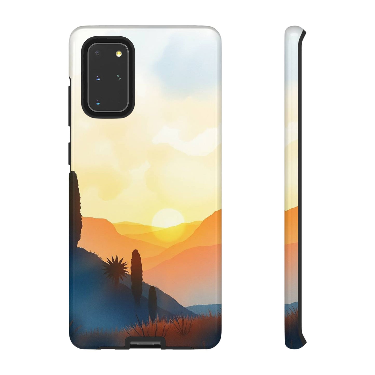 Samsung Galaxy S20+ / Glossy Phone Case - Watercolour Sunset Design Phone Case
