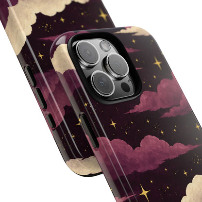 Illustrated Plum Clouds & Stars Phone Case