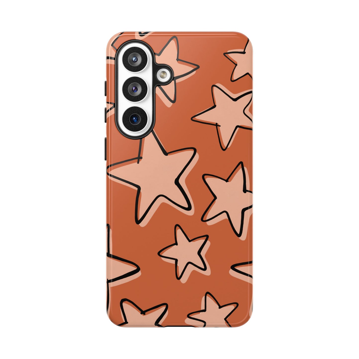 Burnt Orange Doodle Star Phone Case