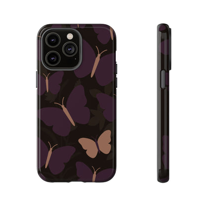 iPhone 14 Pro Max / Glossy Phone Case - Minimalist Purple Butterfly Pattern Phone Case