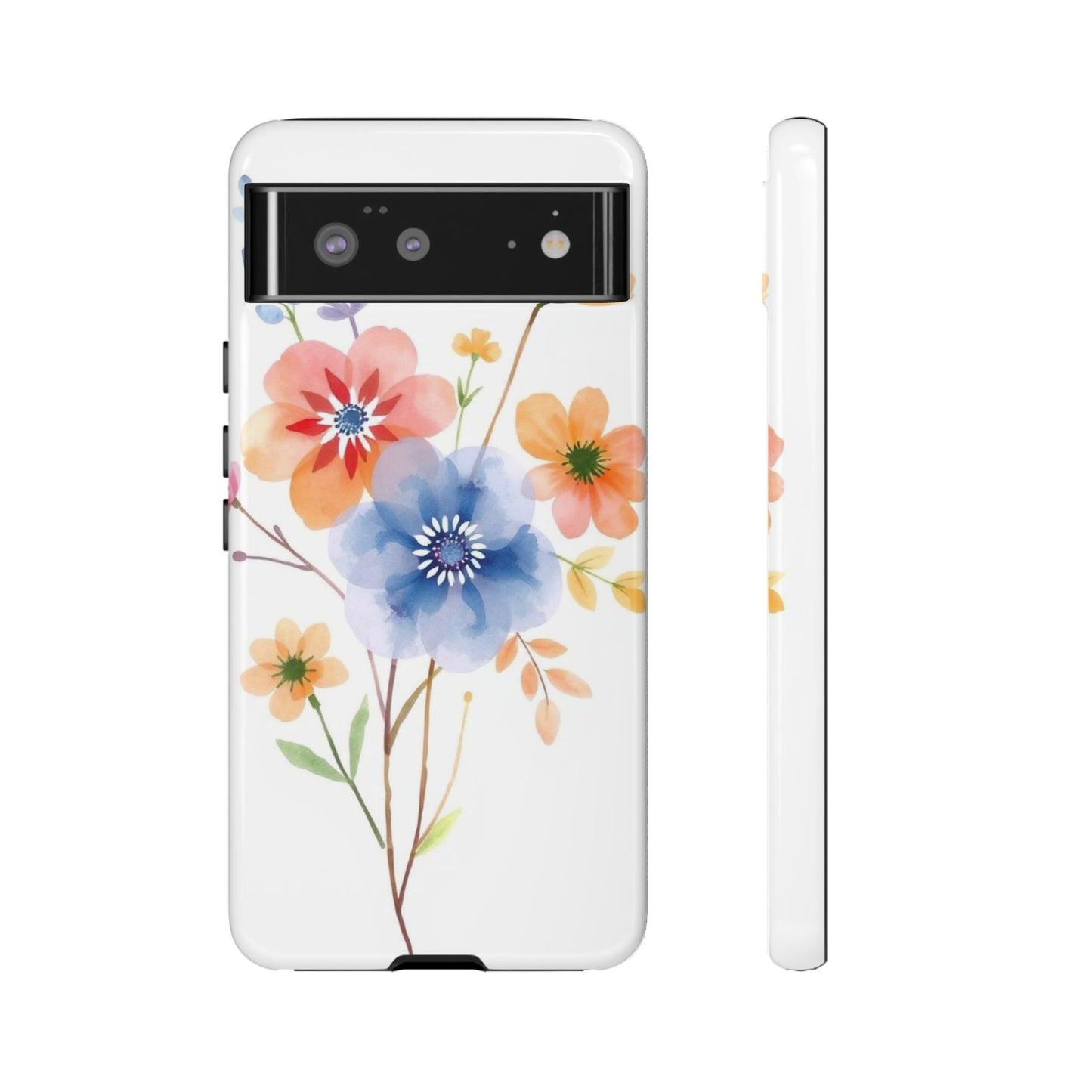 Google Pixel 6 / Glossy Phone Case - Boho Chic Watercolour Bouquet Pattern Phone Case