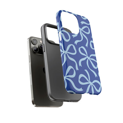 Bold Cobalt Blue and Powder Blue Bow Pattern Phone Case