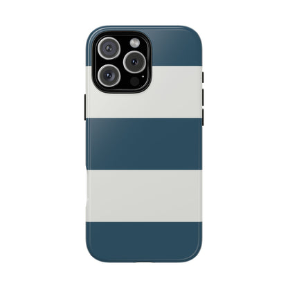 Blue & White Horizontal Stripe Pattern Phone Case - Blue Phone Case - iPhone 16 Pro Max / Glossy