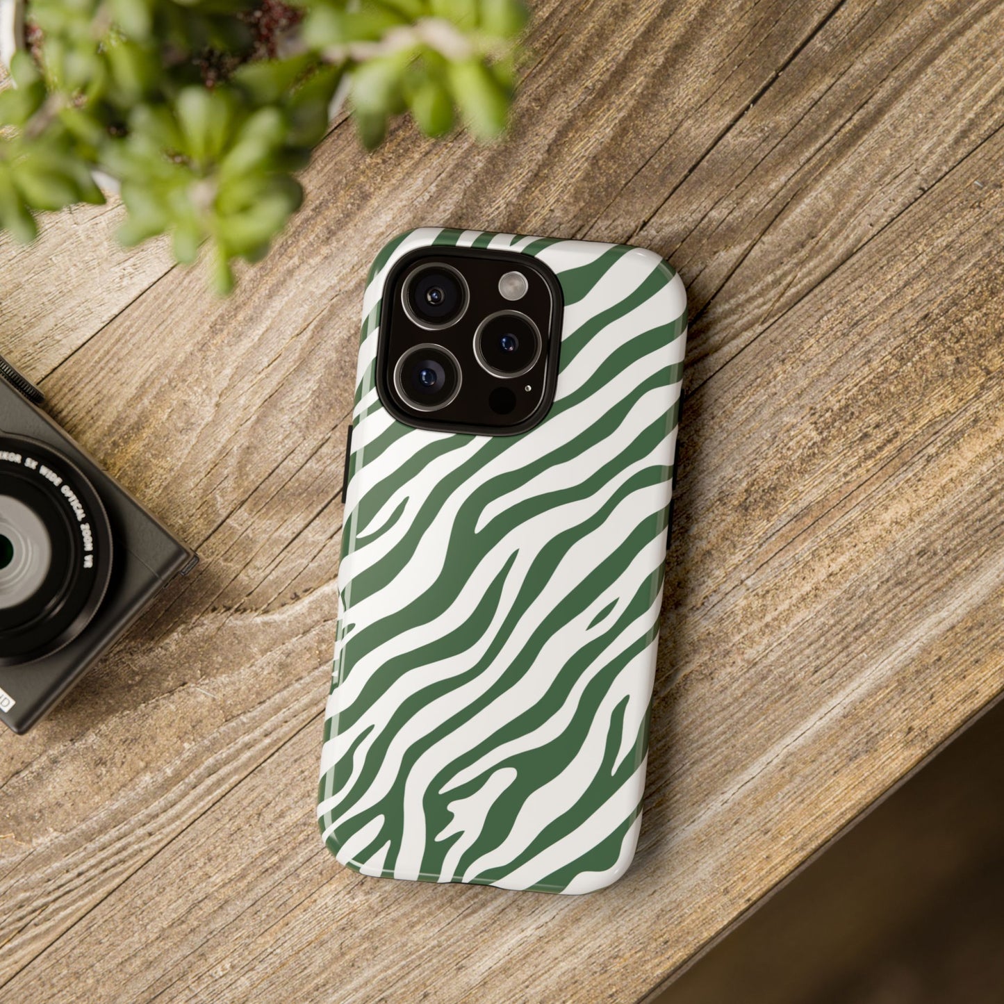 Stylish Sage Zebra Print Phone Case