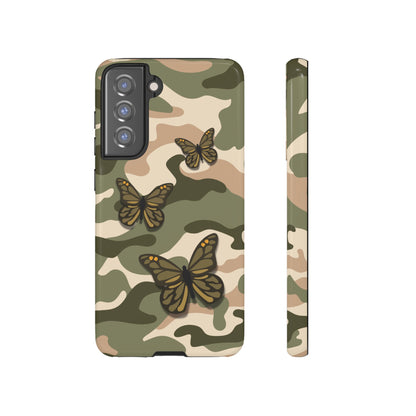 Samsung Galaxy S21 FE / Glossy Phone Case - Green Butterfly Camo Phone Case