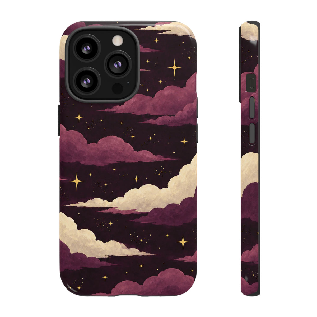 Illustrated Plum Clouds & Stars Phone Case