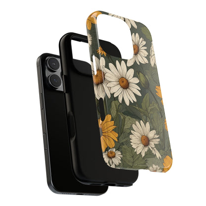 Boho Chic Daisies Floral Pattern "White & Yellow" Phone Case