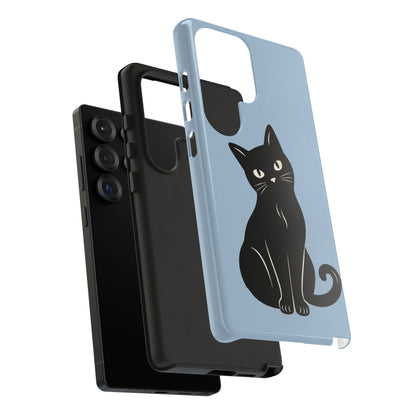 Minimalist Powder Blue & Black Cat Phone Case