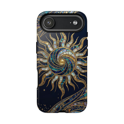 Elegant Navy & Gold Solar Spiral Phone Case