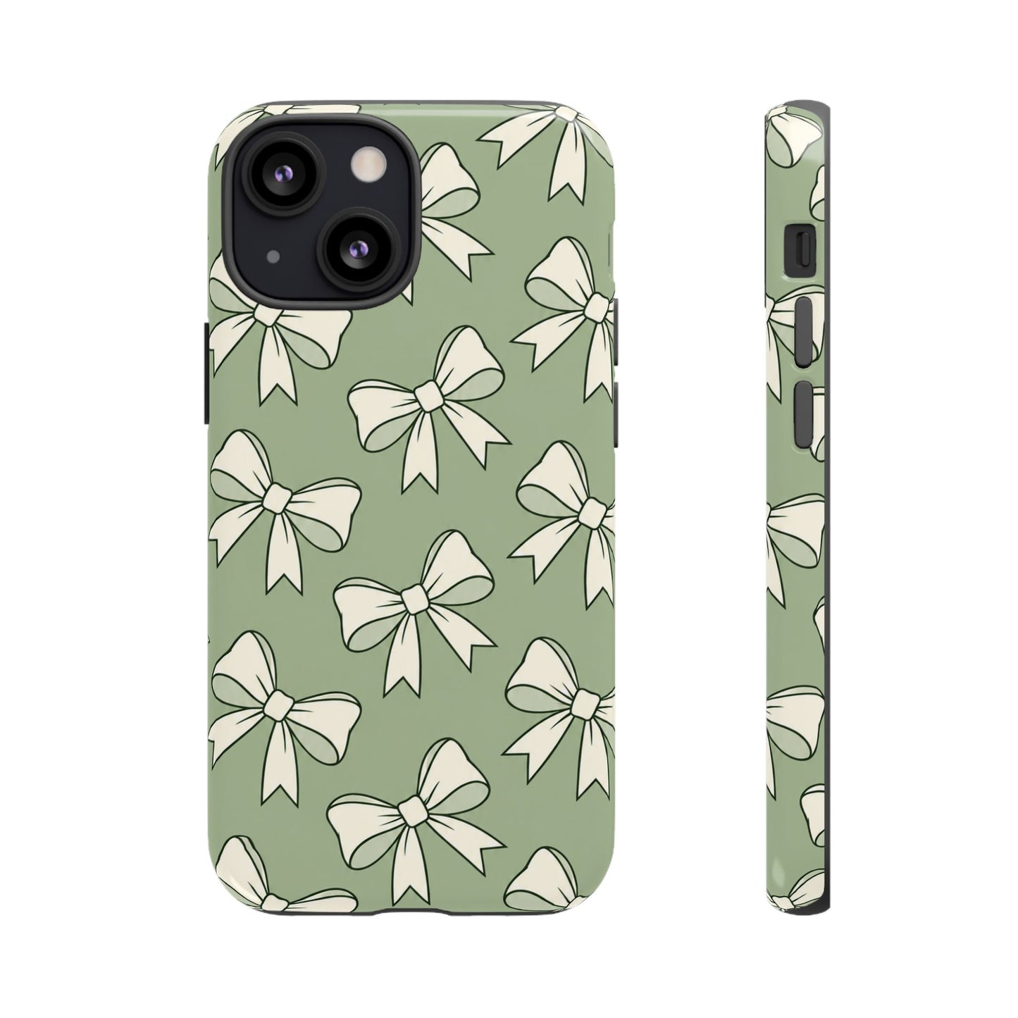 Chic Sage Green Bow Pattern Phone Case