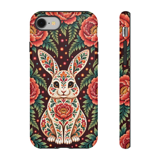 Cute Terracotta and Teal Calavera Bunny Phone Case - Phone Case - iPhone 8 / Glossy