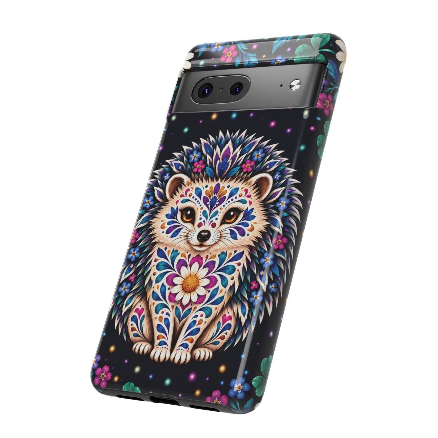 Vibrant Purple and Teal Calavera Hedgehog Phone Case - Multicolor Phone Case