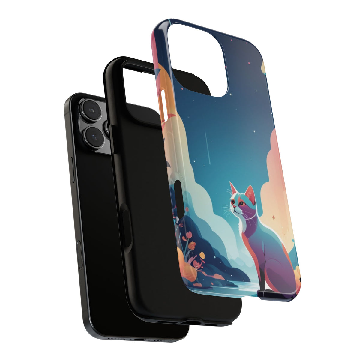 Stylised Cat Design Phone Case - Multicolor Phone Case