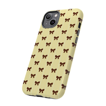 Retro Chocolate Brown Bow Pattern Phone Case
