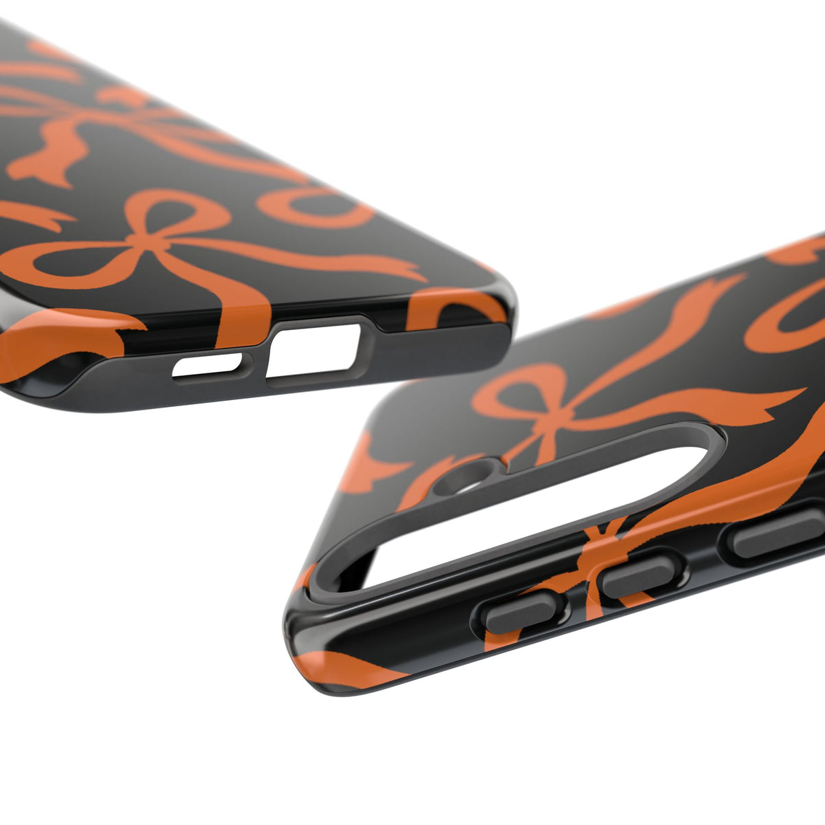 Bold Black and Burnt Orange Bow Pattern Phone Case - Black Phone Case
