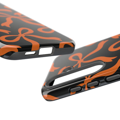 Bold Black and Burnt Orange Bow Pattern Phone Case - Black Phone Case