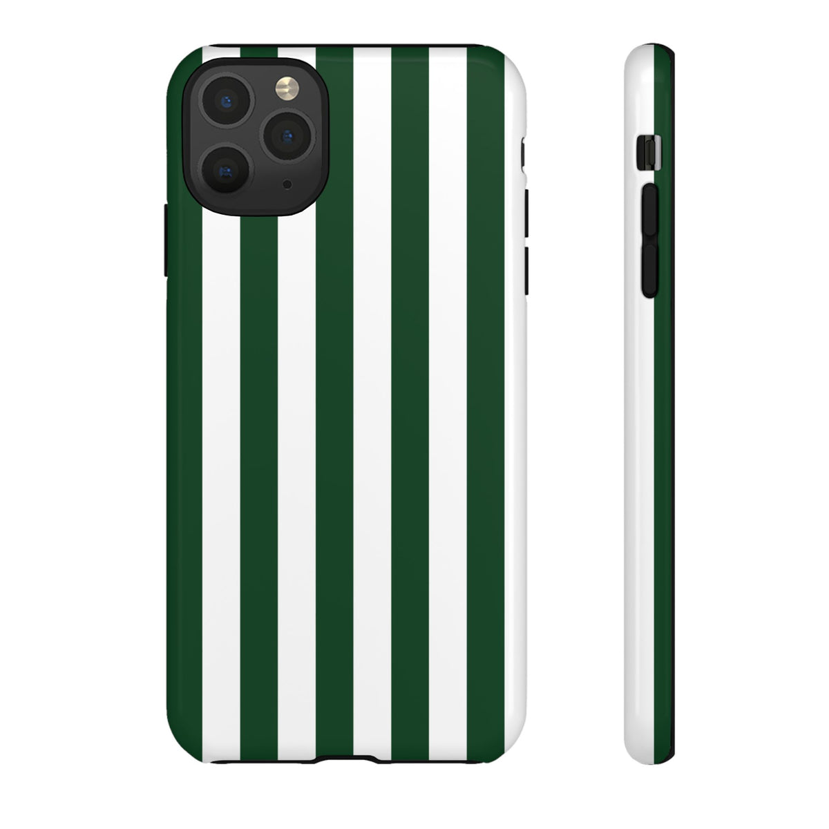 Simple Dark Green & White Stripe Pattern Phone Case - Green Phone Case - iPhone 11 Pro Max / Glossy