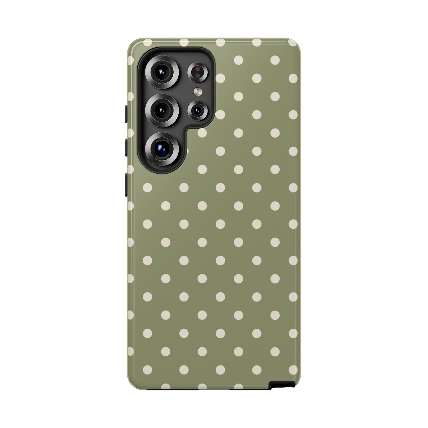Samsung Galaxy S25 Ultra / Glossy Phone Case - ’Green & White Dot Pattern’ Phone Case