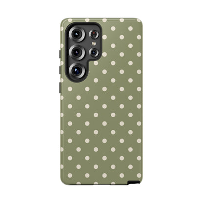 Samsung Galaxy S25 Ultra / Glossy Phone Case - ’Green & White Dot Pattern’ Phone Case