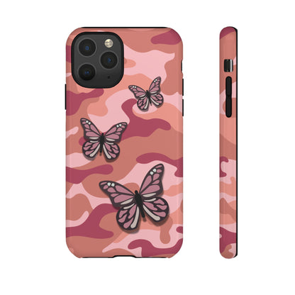 iPhone 11 Pro / Glossy Phone Case - Pink Butterfly Camo Phone Case