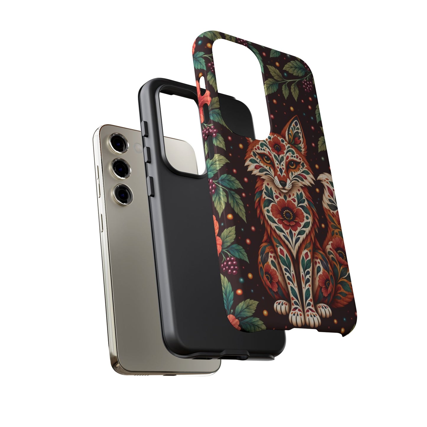 Vibrant Terracotta and Teal Calavera Fox Phone Case - Multicolor Phone Case
