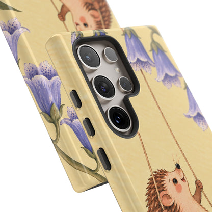 Whimsical Buttercream Hedgehog and Bluebell Phone Case - Yellow Phone Case