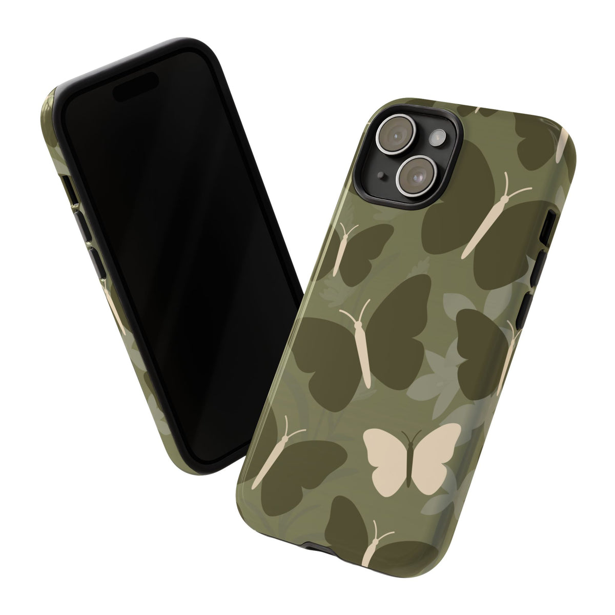 Minimalist Olive Green Butterfly Pattern Phone Case - Green Phone Case