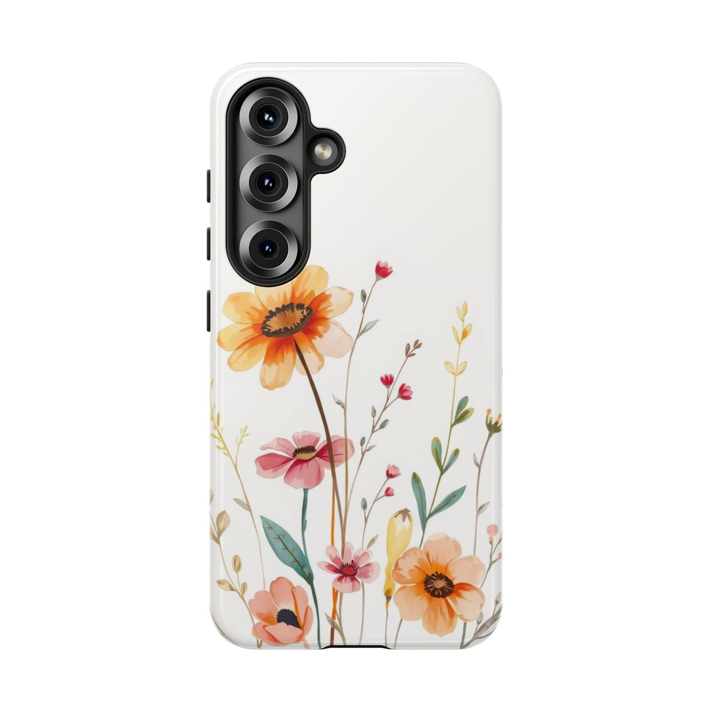 Samsung Galaxy S25 / Glossy Phone Case - Boho Chic Watercolour Wild Blooms Pattern Phone Case