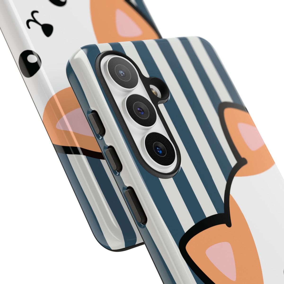 Playful Peakaboo Cat with Blue Stripe Pattern Phone Case - Blue Phone Case