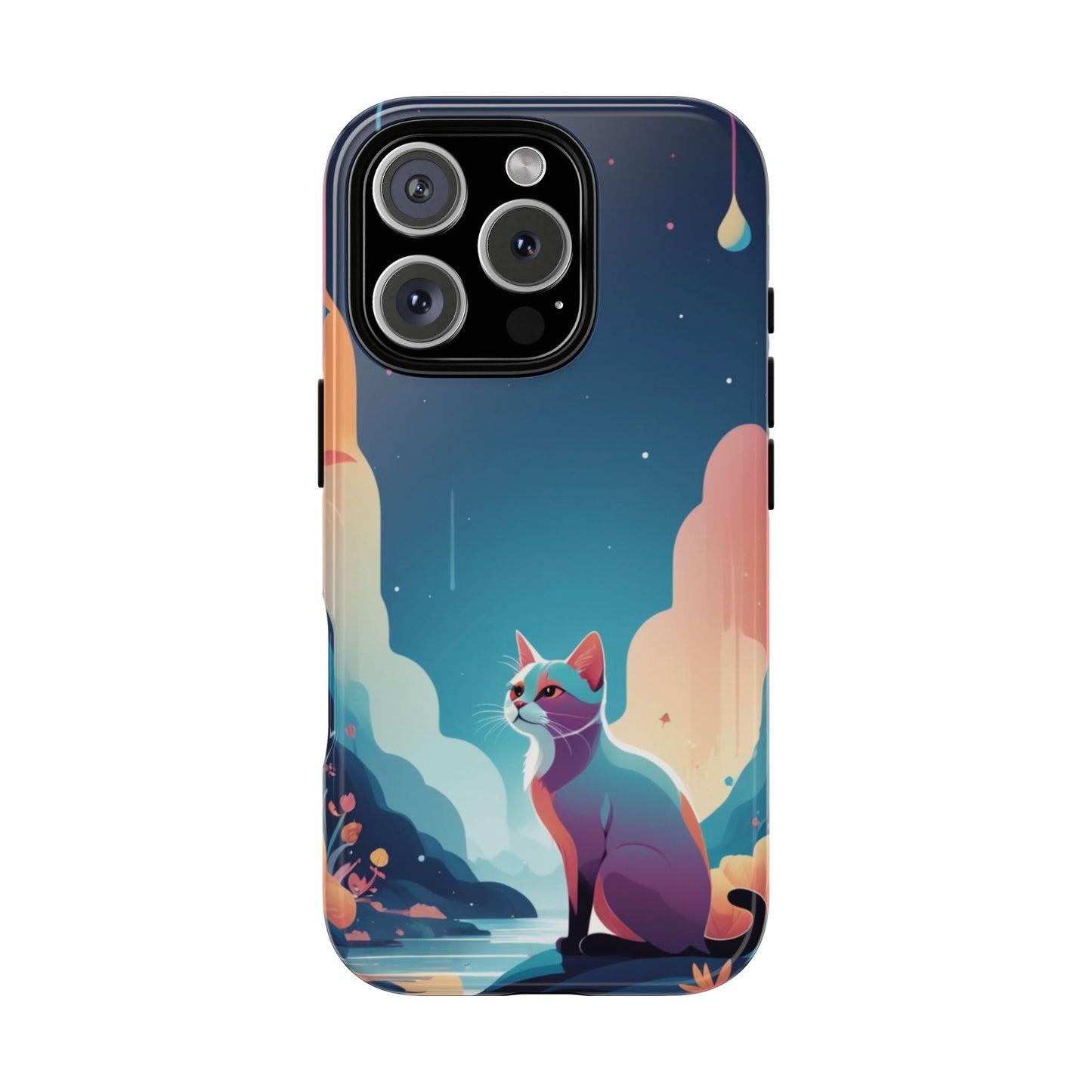iPhone 16 Pro / Glossy Phone Case - Stylised Cat Design Phone Case