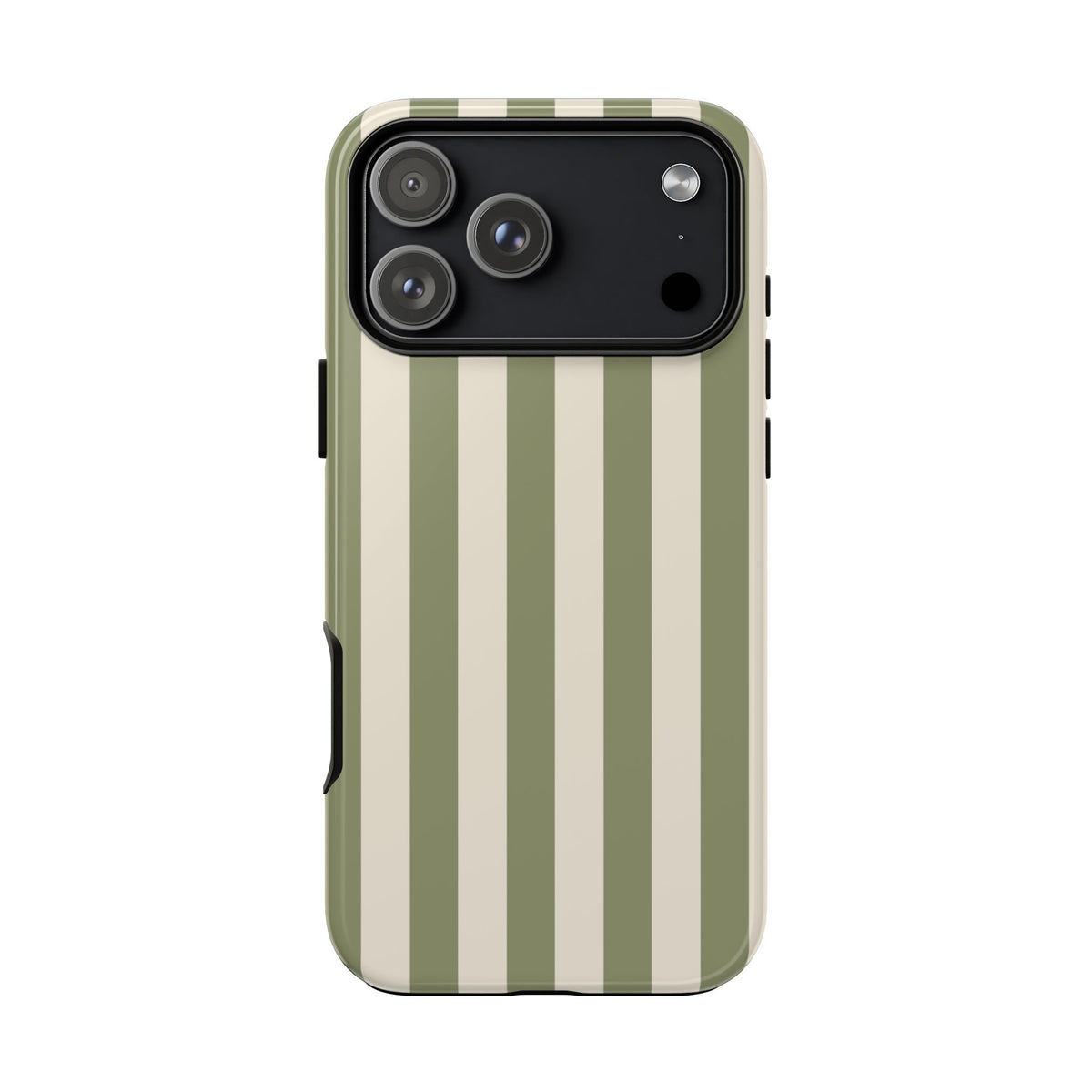 Olive & Beige Stripe Pattern Phone Case - Green Phone Case - iPhone 17 Pro Max / Glossy